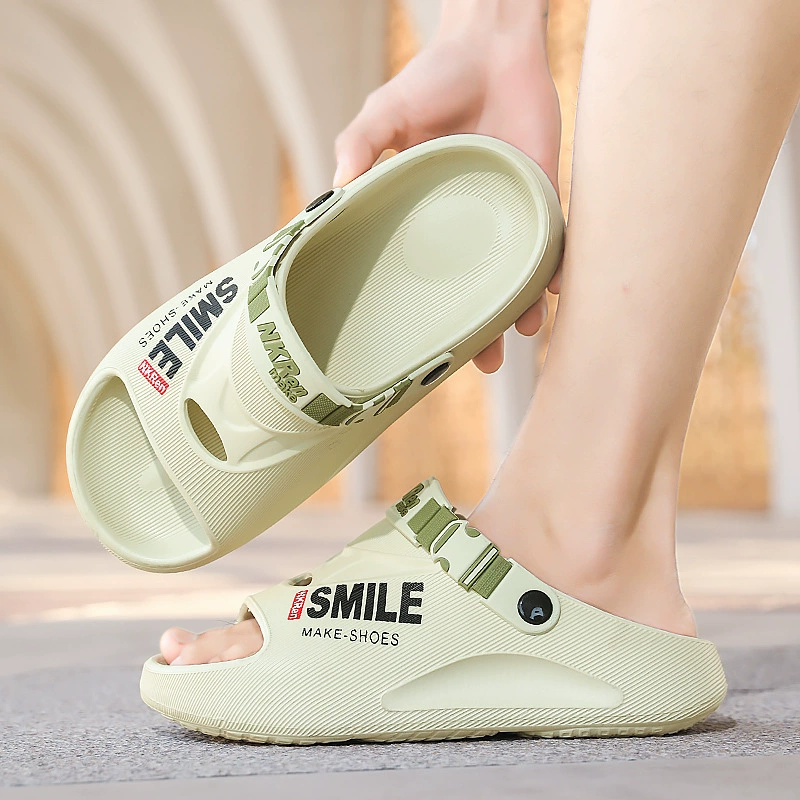 2025 новых летних мужских шлепанцев из ЭВА с толстой нескользящей подошвой, однотонные сандалии, спортивная пляжная обувь больших размеров