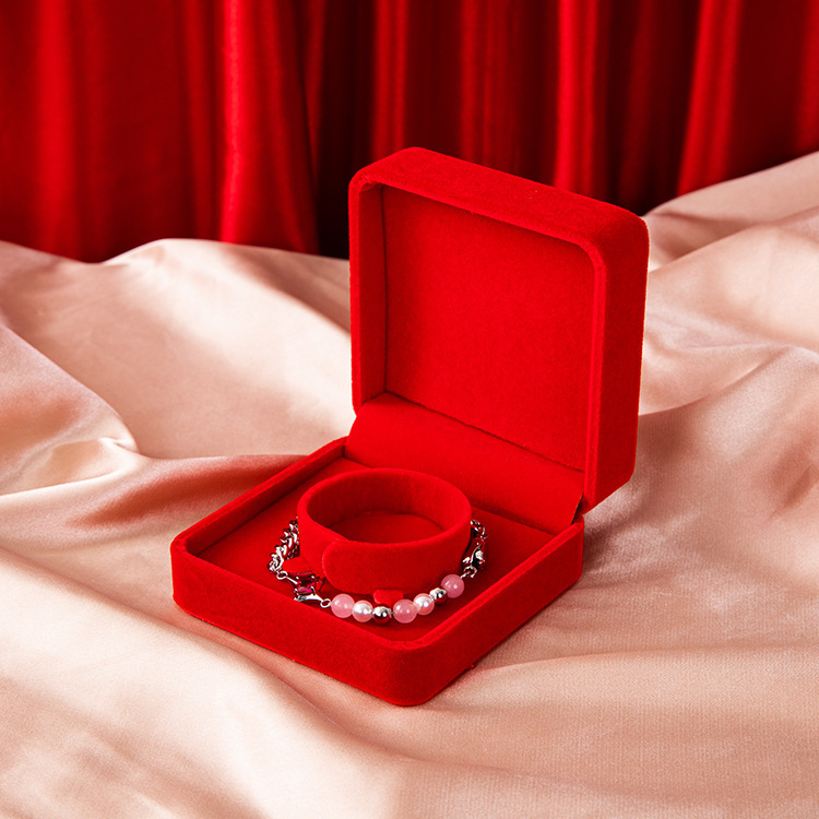 Caja de joyería de franela convexa redondeada, anillo, colgante, pulsera, caja de collar, caja de almacenamiento de joyería, caja de embalaje de regalo