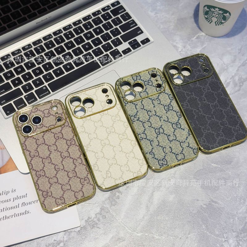 跨境爆款电镀贴皮保护套适用iPhone17Promax高级感防摔苹果手机壳|undefined