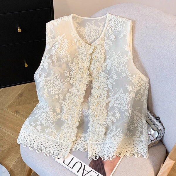 2026 New Chinese Style Heavy Embroidery Sequin Lace Vest Top New National Style Elegant Sleeveless Jacket for Women