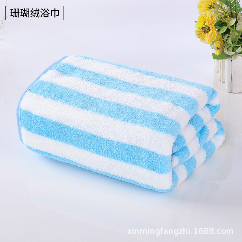 Toallas de secado rápido toallas de coral toallas de lana para lavar la cara banda ancha toallas caseras rayas catiónicas espesar toallas de baño absorbentes