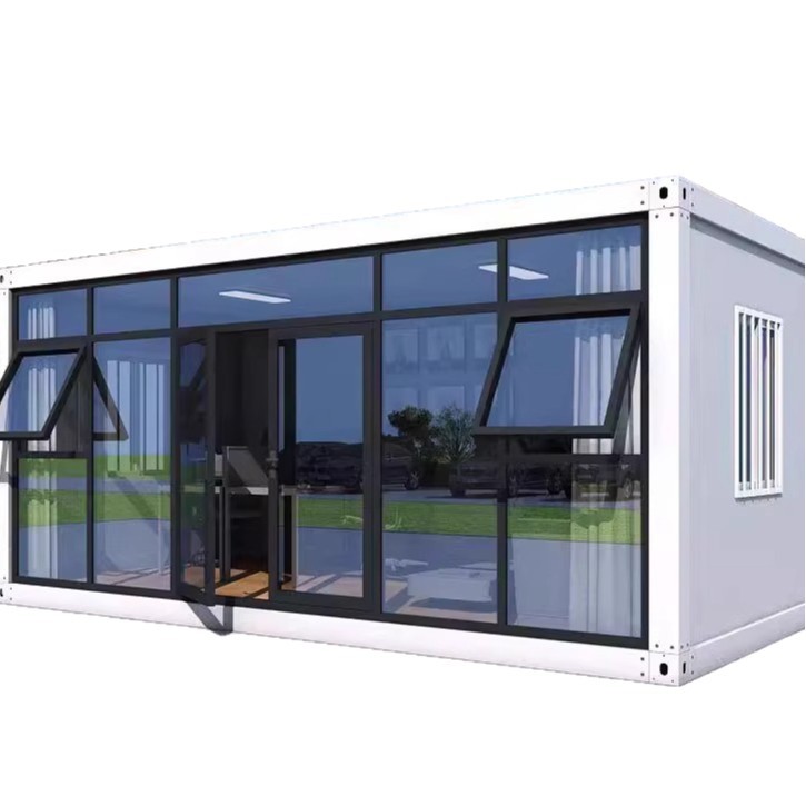 Casa móvil de contenedores, pared cortina de vidrio, oficina residencial, caja de salida, casa de tablero móvil desmontable de montaje simple