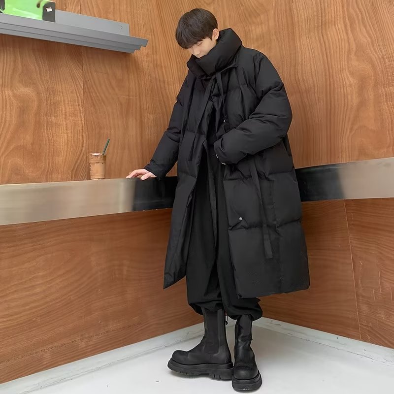 Winterjacke für Herren, wattiert – Stehkragenmantel mit dickem Futter (Schwarz/Grau, M-3XL)_voghion.com