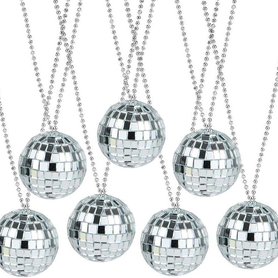 CL Cross-border fiesta espejo discoteca bola cadena de cuentas collar de fiesta Disco bola de plata mascarada vestir
