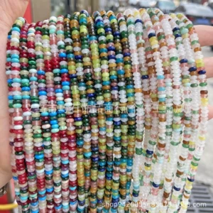 2X4Mm Jade Disc-Shaped Loose Beads Natural Stone Colorful Chalcedony Abacus Beads Spacer Beads Handmade DIY Jewelry Accessories Wholesale