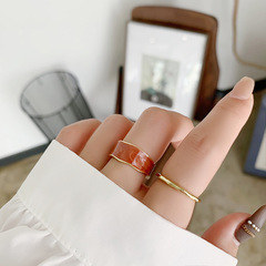 Korean Version 2022 Enamel Ring for Women, Versatile, Niche, Oil Metal Band Ring, Simple and Elegant Ring Set, Cool Style