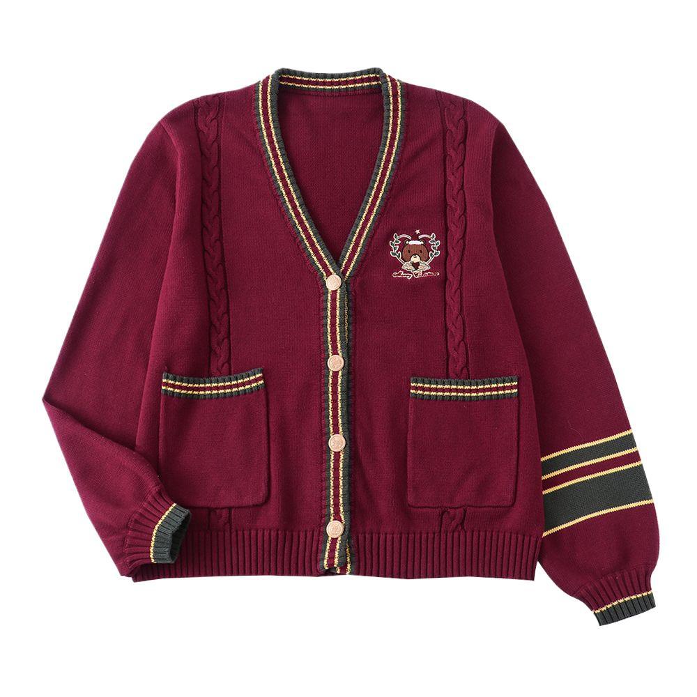 크리스마스 베어 풀 세트 호손 JK 유니폼 스웨터 V-넥 카디건 여성 일본 대학 스타일