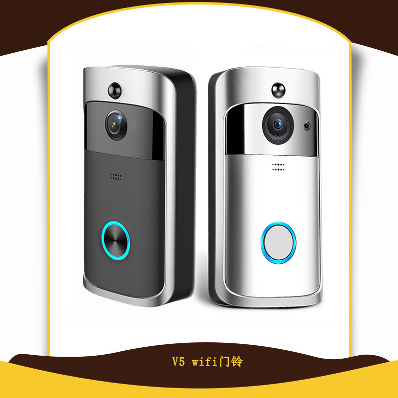 V5 WIFI可视门铃无线可视门铃 远程监控门铃智能猫眼红外WIFI门铃