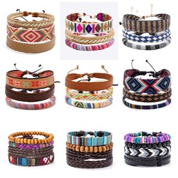 Retro Multi-layer Alloy Wooden Beads Leather Bracelet