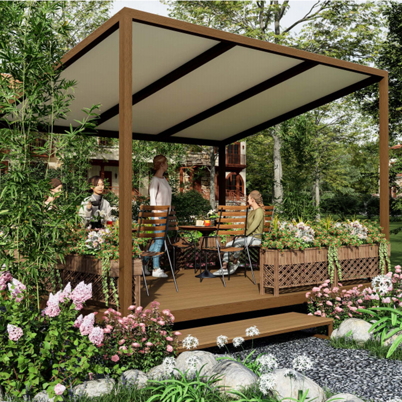 Jardín de aleación de aluminio eléctrico inteligente volteo persiana pérgola de estilo europeo simple ocio parasol moderno a prueba de lluvia