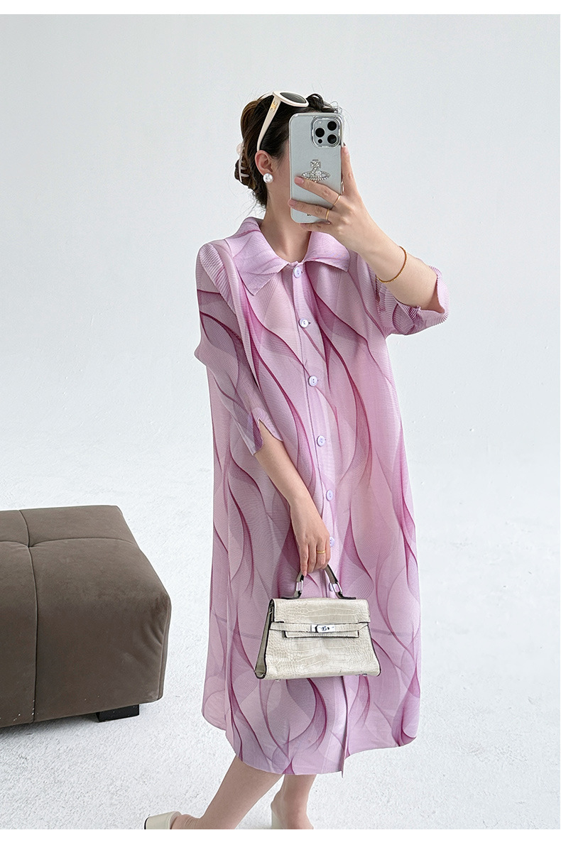 Váy maxi nữ thắt eo họa tiết vẽ mực phong cách lạnh giá — Màu xanh lục nhạt chi tiết 8