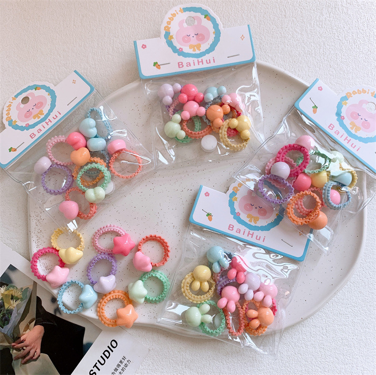 新款兒童卡通彩色愛心發圈女童扎頭髮皮筋發繩寶寶不傷發頭繩髮飾