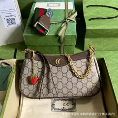 Foreign Trade Kuqi New Strawberry Chain Underarm Bag Shoulder Crossbody Baguette Bag Mahjong Bag Ophidia Series Women