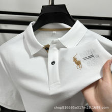 翻领含棉短袖polo衫男2025夏季刺绣纯色商务新款t恤打底衫男上衣