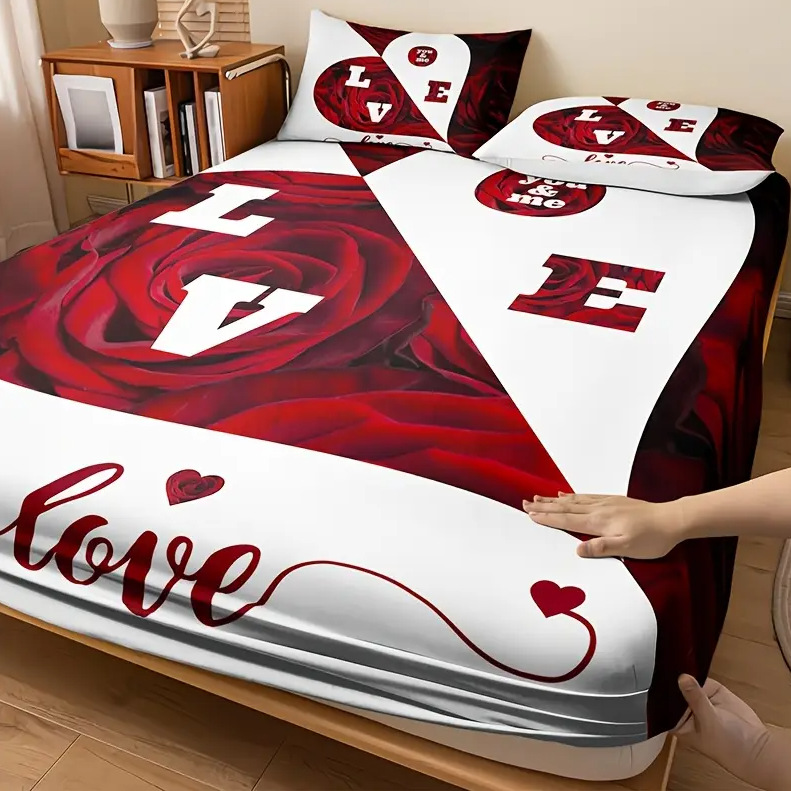 TEMU / JIT mattress mattress set Rose Love 3D digital impreso ropa de cama para diseñar