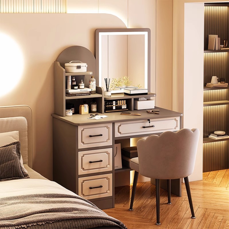 Cómoda gabinete de almacenamiento de tamaño pequeño integrado Mesa cosmética estilo italiano viento 2024 nuevo dormitorio moderno minimalista