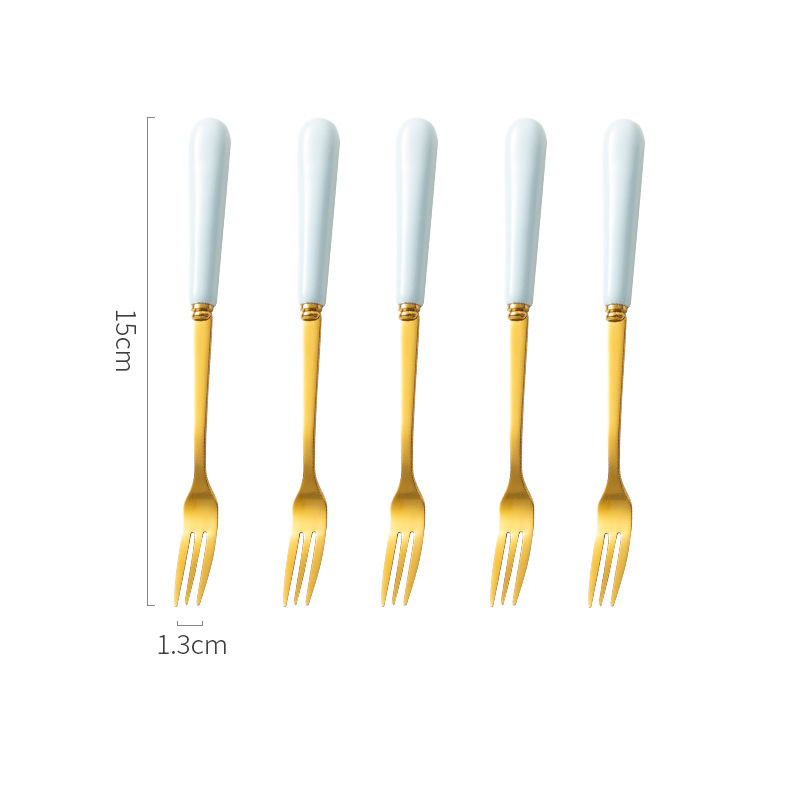 Tenedor de fruta hogar de gama alta postre Tenedor de almacenamiento tarro traje Luz de lujo palo de fruta tapón de fruta seguridad para niños tenedor pequeño