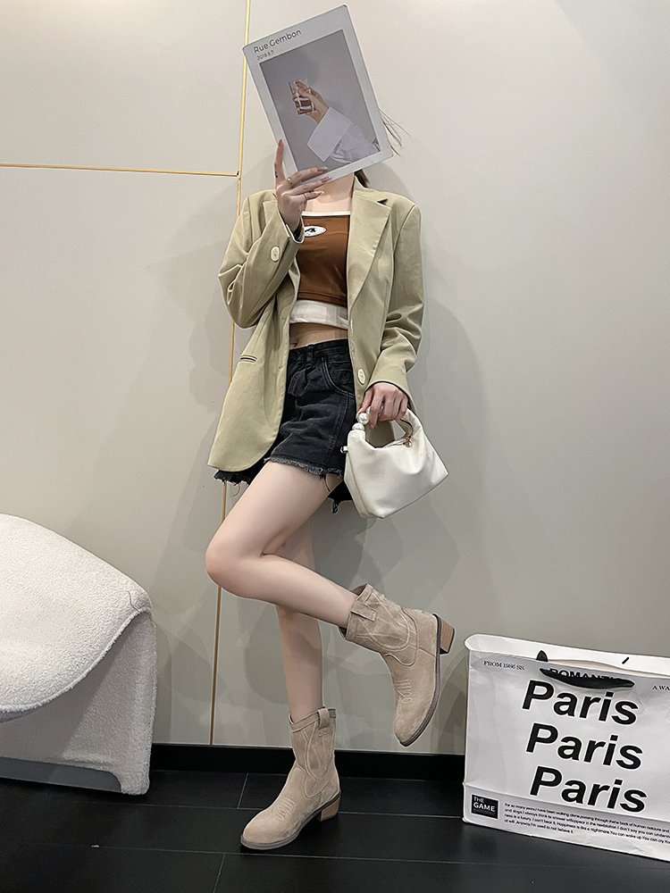 Big size fashion boots female fall and winter new embroidery ethnic style thick heel short boots female_voghion.com