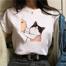 Kiss a cute cat Tshirt ¿Ůbͨ؈ӡŮʿTHb