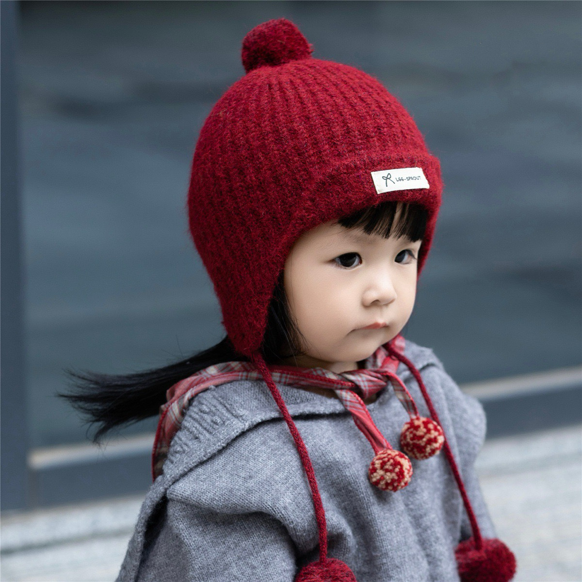 儿童帽子秋冬可爱保暖防寒球球护耳帽男女童时尚帽子针织毛线帽潮