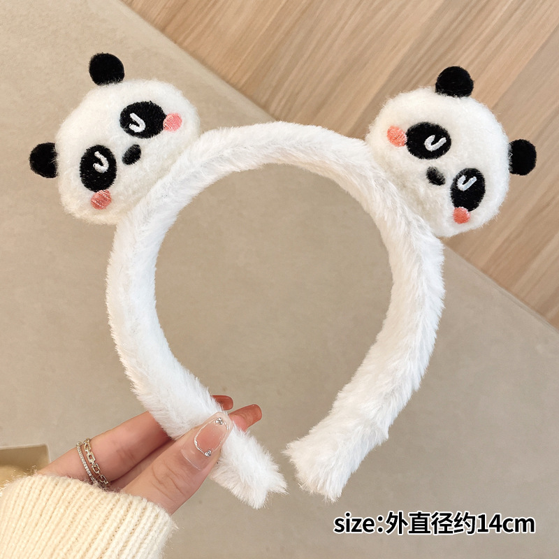 卡通熊猫发箍女2025新款发箍毛绒洗脸发带秋冬敷面膜专用发夹头饰|undefined