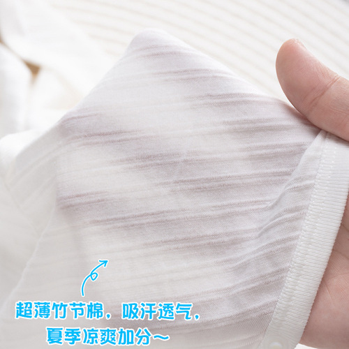 Baby Summer Thin A-Grade Pure Cotton Bear Onesie Set White Long Sleeve Infant Air Conditioning Homecoming Dress Ins Style