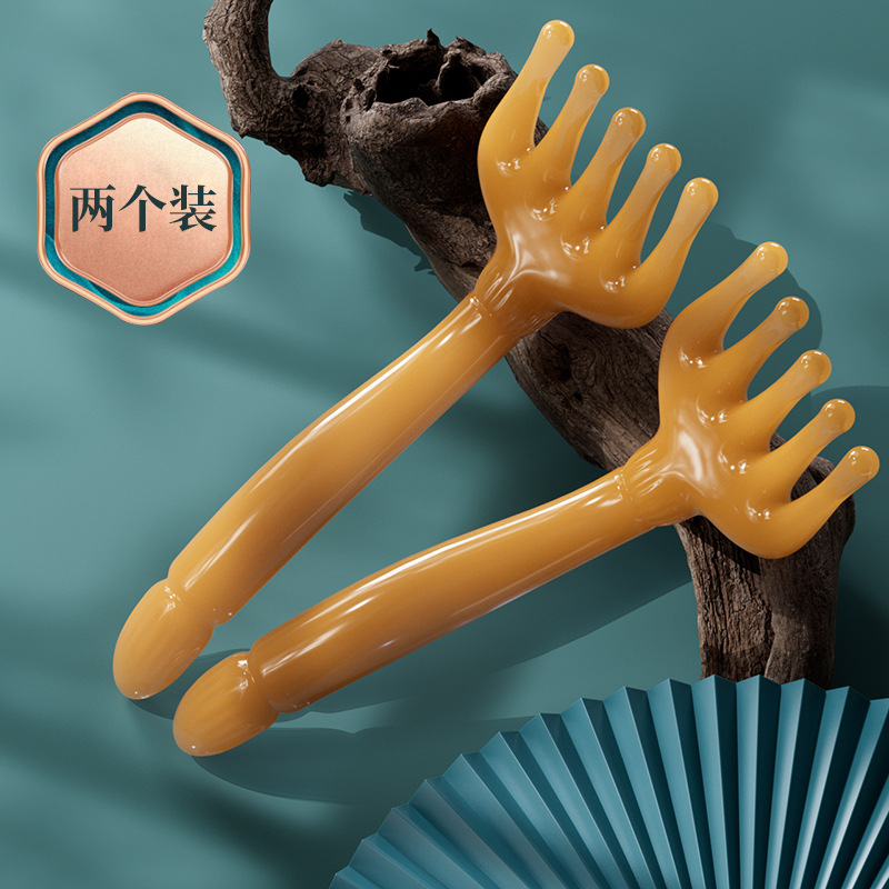 Masajeador de cabeza de cinco garras masaje peine herramienta de terapia capilar resina tendón dragado Meridian rascarse cuero cabelludo descompresión artefacto