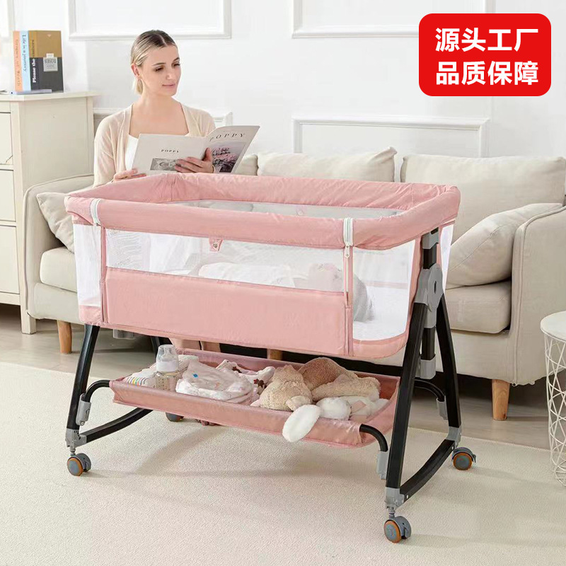 Crib Removable Multi-Functional Portable Baby Bed Foldableable Cradle Bed Newborn Splicing Large Bed Bb Bed