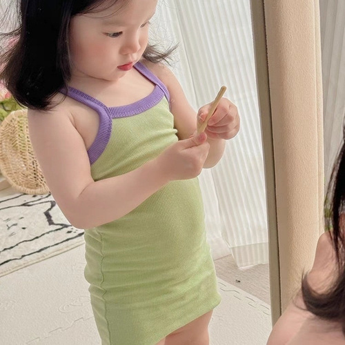 Little Girl Summer Dress, Cute Strappy Dress for Girls, Baby Casual Backless Dress, Children's Dress