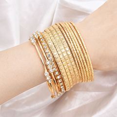 European and American Cross-border Jewelry Multi-layer Diamond-studded Alloy Bracelet Set, Hot-selling Metal Bangle, Thirteen-Piece Set, Wholesale