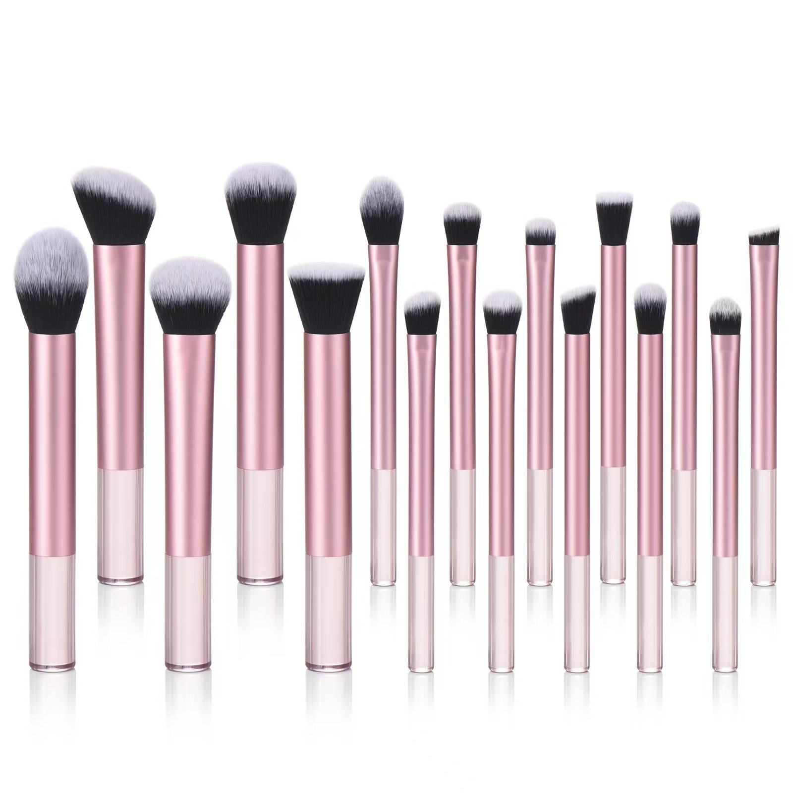 16 pinzas rosa con fondo negro y pico blanco