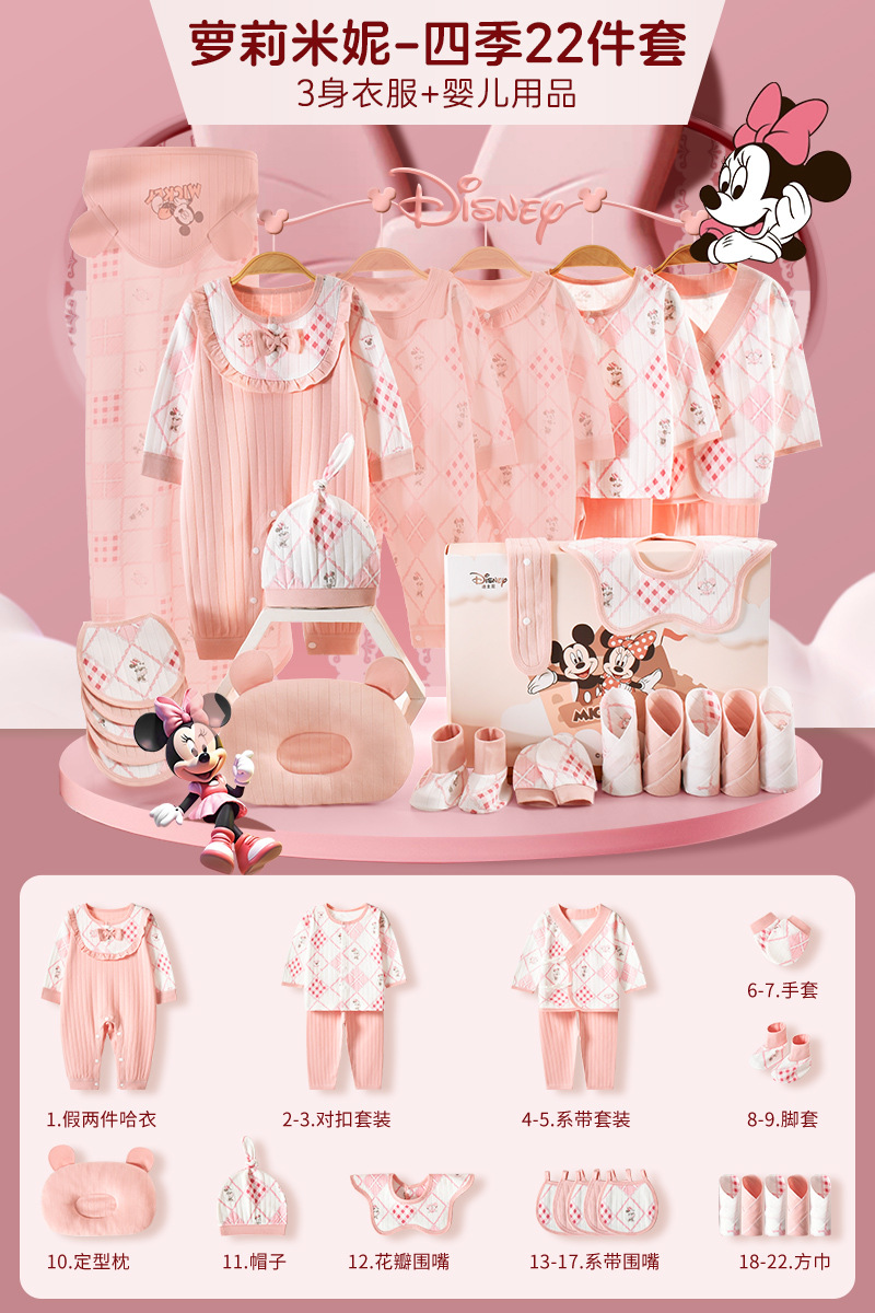 ディズニー ベビーギフトボックス 新生児服 純綿セット 新生児 女の子 満月祝いギフト 高級