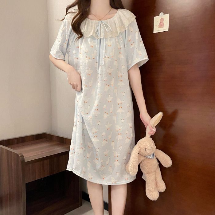 Venta al por mayor transfronteriza verano nuevo estilo dulce camisón casual hogar con almohadilla para el pecho pijamas de una pieza ropa de aire acondicionado para el hogar de las mujeres