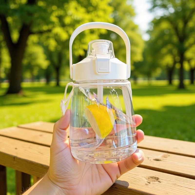 Large Capacity Water Bottle with Tea Infuser and Straw, Portable Large Water Cup 1300ml, Trendy Cute Oversized Outdoor