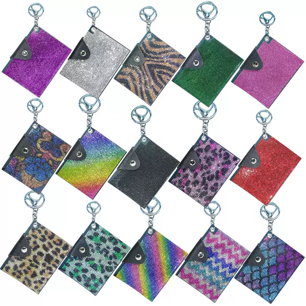 Amazon Cross-Border Popular Fashion Id Pu Small Card Holder Keychain Pendant Coin Card Holder Card Holder Hot Diamond Wallet