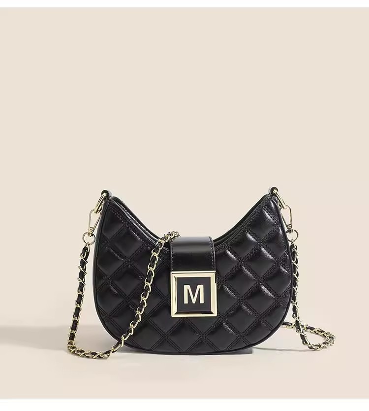 Advanced feeling for women 2023 new fashion Lingge single shoulder underarm bag versatile niche texture chain_voghion.com