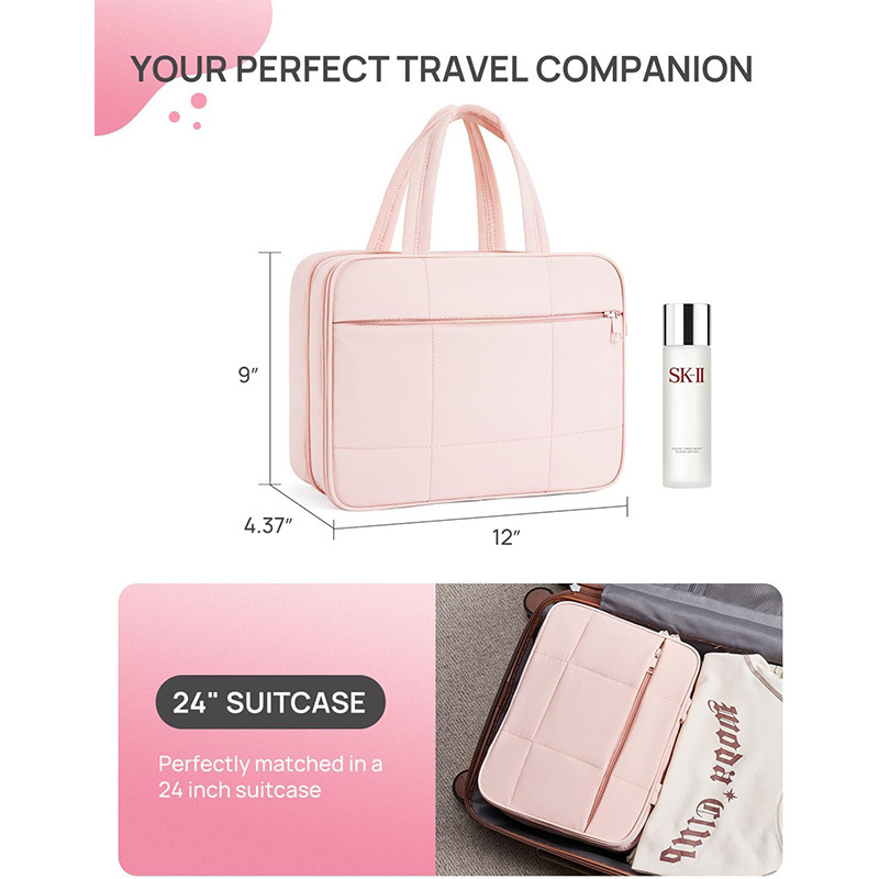 Amazon nueva bolsa de maquillaje ligera bolsa de baño de viaje con bolsa de joyería bolsa de maquillaje de viaje