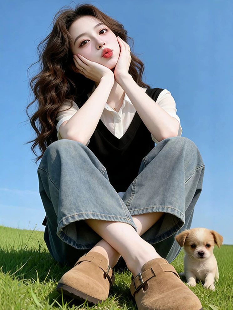 Áo sơ mi ngắn tay nữ phong cách Hàn Quốc thiết kế giả hai lớp, form rộng thoải mái — Màu ảnh