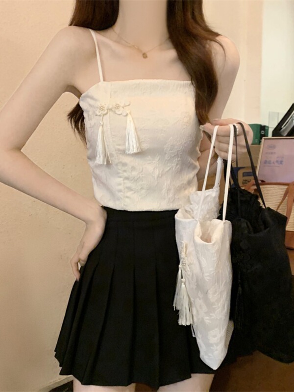 This year's popular beautiful new Chinese style national style cheongsam camisole women's high-end sense with chest pad inner beautiful back top