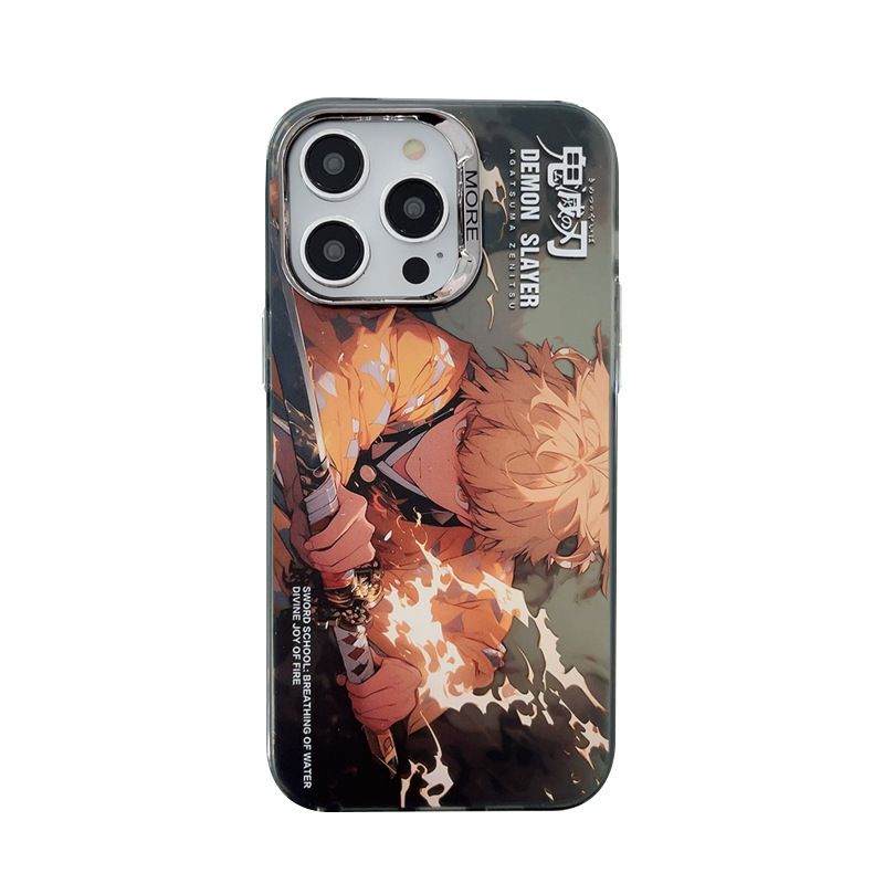 トレンドブランドアニメ風iPhone17ケース iPhone16電気メッキシルバー13IMD二層15Promaxハードケース|undefined