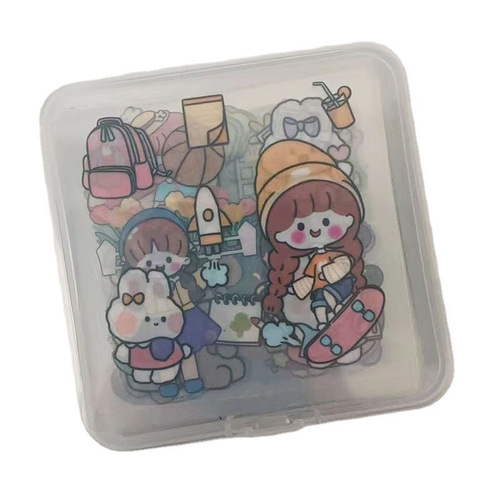 100 unique pet-themed sticker sheets, cartoon-style cute girls, DIY journal stickers, decorative elements, Japanese and Korean Instagram style