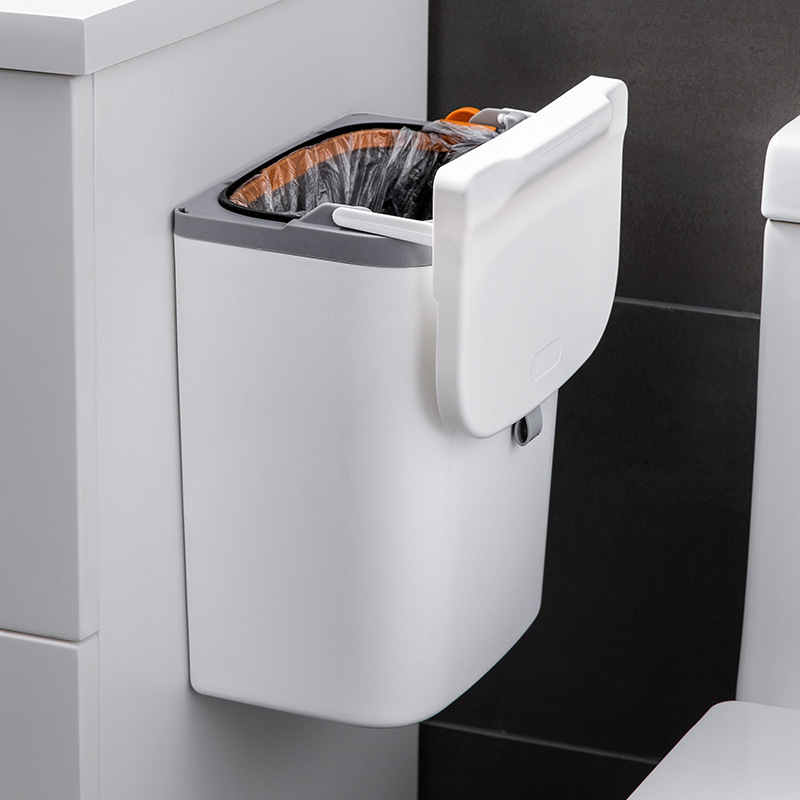 Trash Can Household Toilet Toilet Wall-mounted Waste Paper Basket with Lid and Gap Storage Barrel Kitchen Large Capacity Trash Can
