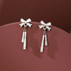 Hair band, advanced design earrings with bow, silver 925 sample, trend of season