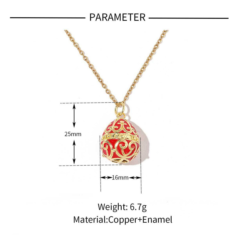 Collana con ciondolo a forma di uovo di Pasqua in rame con zirconi, oro vero che mantiene il colore, per donna, elegante palloncino a goccia d'acqua fai da te_voghion.com