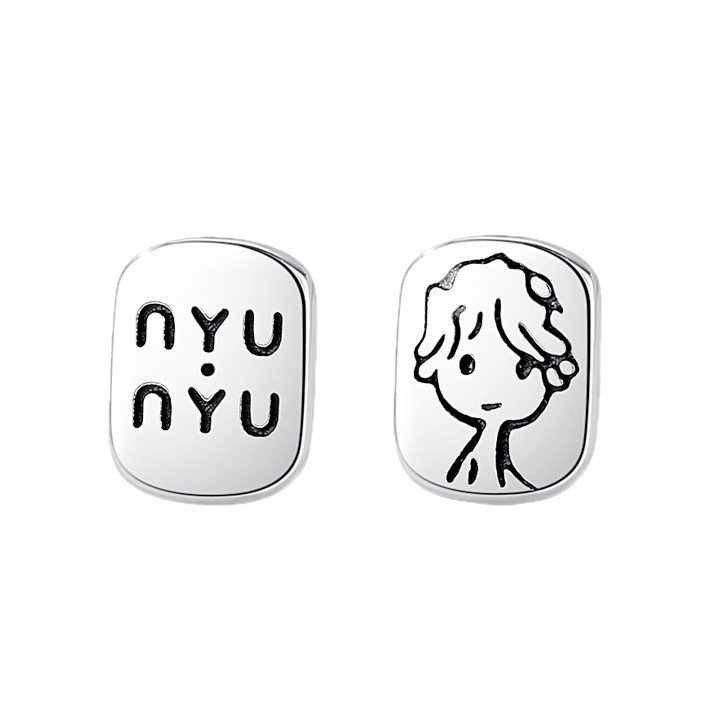 S925 todos-en-uno de plata esterlina Príncipe asimétrico Stud pendientes simples pequeños ins estilo frío accesorios japoneses y coreanos al por mayor