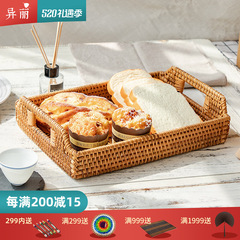 5YA1越南藤編托盤麵包籃竹編點心食物籃子水果盤編織饅頭筐早餐籃