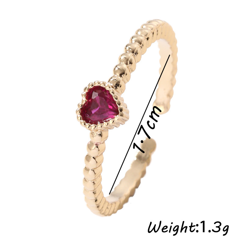 3g Weight Simple Style Heart Shape Copper Plating Zircon Open Ring