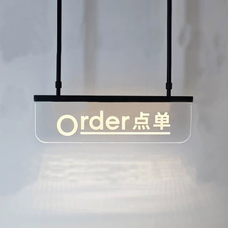 餐饮点单区发光字吊牌定做奶茶店收银悬挂亚克力箱门头广告标识牌