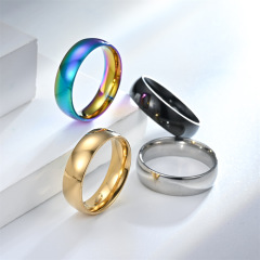 ins風韓國男女鈦鋼戒指6MM圓弧素麵戒指韓版簡約百搭手飾品批發