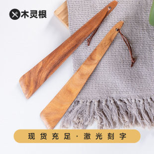 Outdoor Travel Portable Solid Wood Cooking Shovel Creative Camping Style Picnic Triangle Shovel Household Non-Stick Small Shovel Wholesale